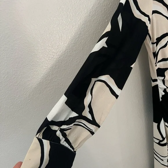 ZARA BLOGGER FAVORITE FLORAL PRINT SHIRT DRESS ECRU / BLACK 2298/085